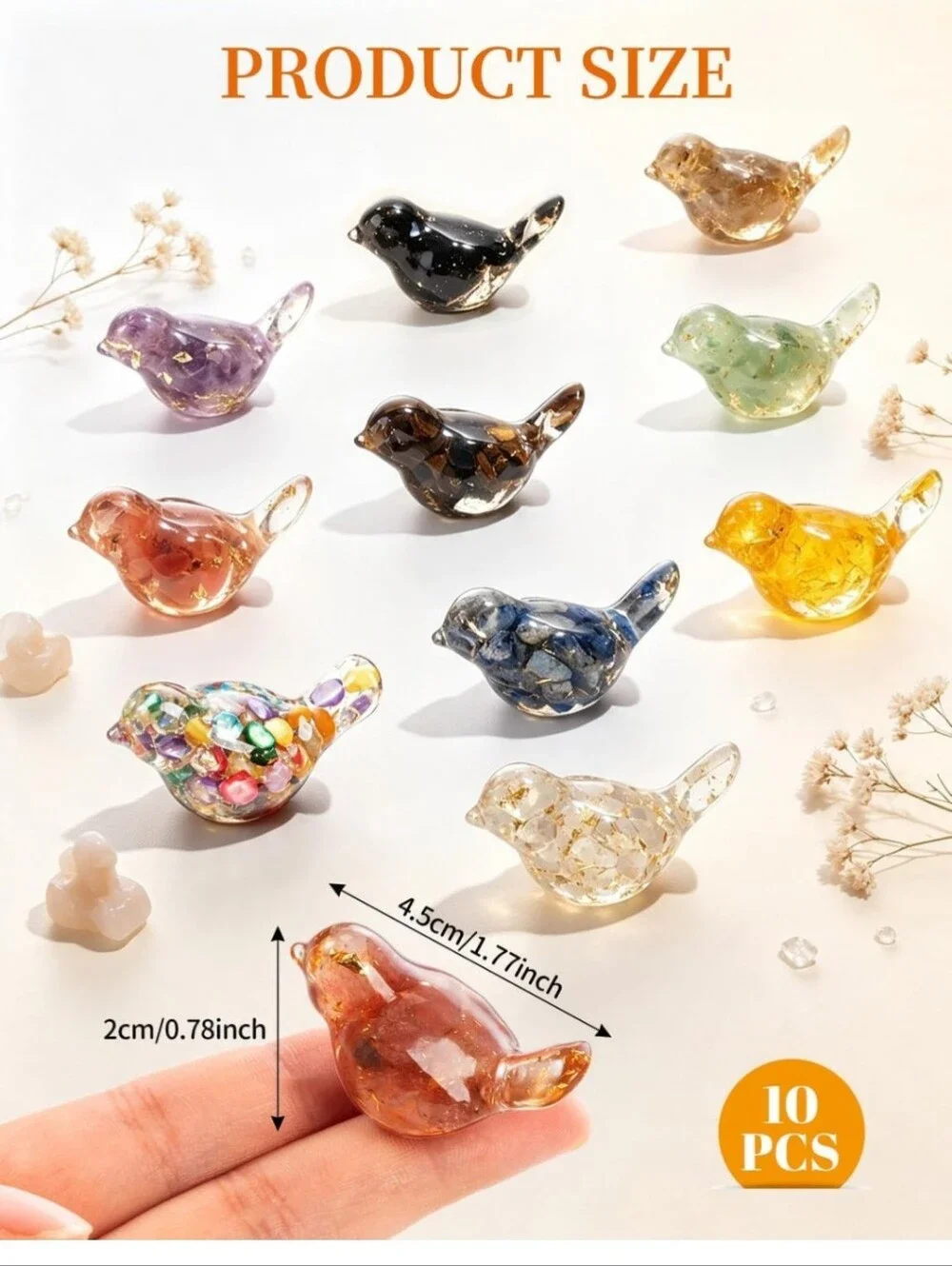 Decorative Glass Bird Figurine - Multicolor